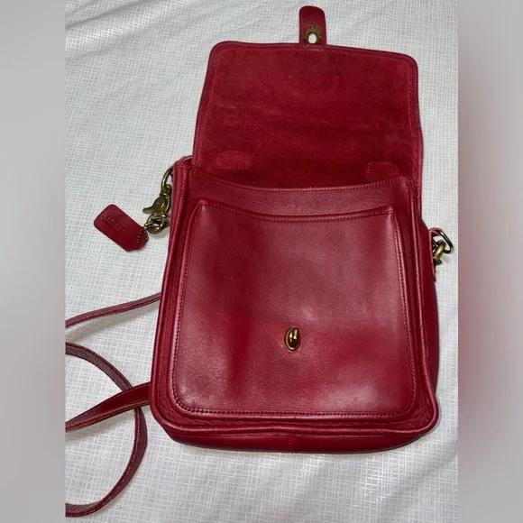 Coach Vintage from 1994 Station bag Red Leather Crossbody Bag L4C-5130 - Picture 7 of 11